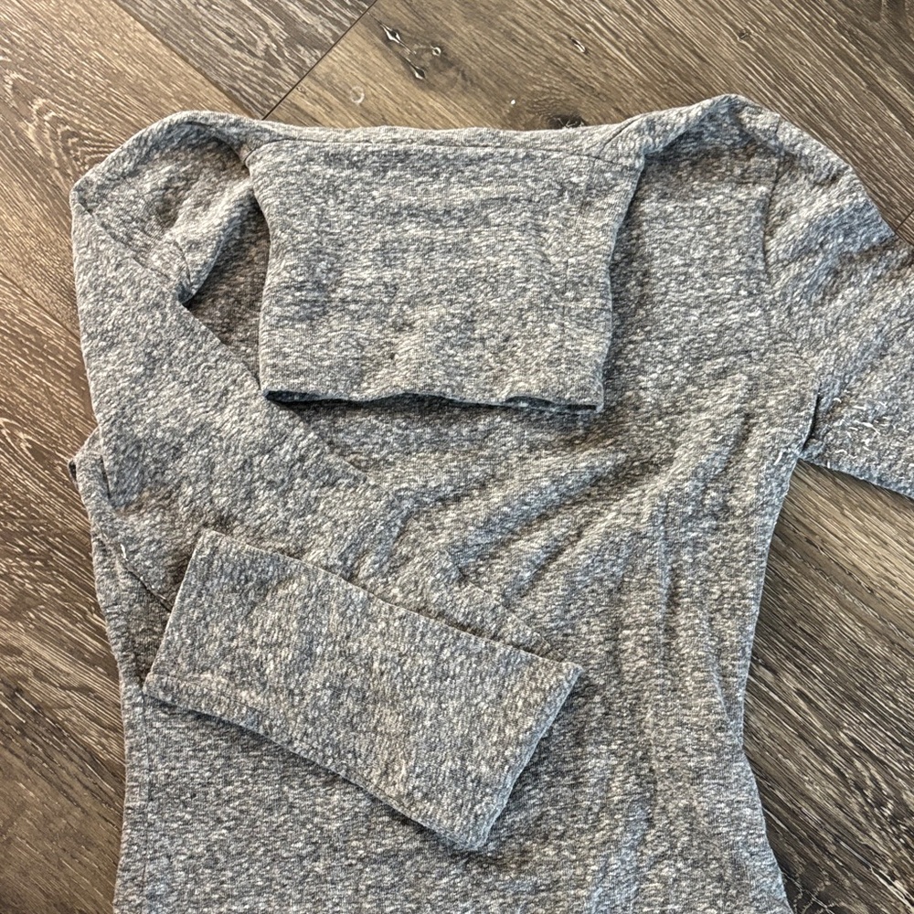Gray Turtleneck Long Sleeve Top